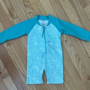 Caden Lane Long Sleeve Rash Guard Swim Romper Shortie